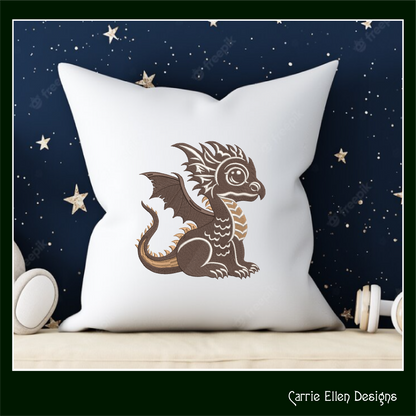 Cute Baby Dragon Machine Embroidery Design | Fantasy Dragon Stitch File | Kawaii Dragon Embroidery Pattern | Magical Creature Design, 6 Sizes, (2980)