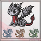 Cute Baby Dragon Machine Embroidery Design | Fantasy Dragon Stitch File | Kawaii Dragon Embroidery Pattern | Magical Creature Design, 6 Sizes, (2981)