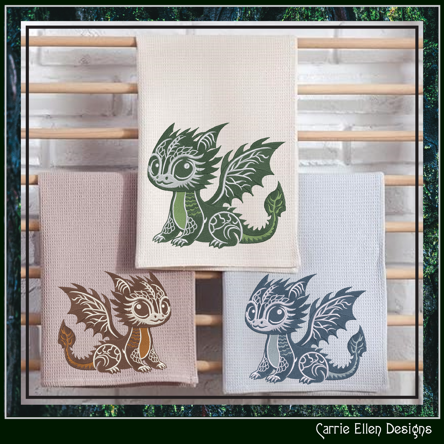 Cute Baby Dragon Machine Embroidery Design | Fantasy Dragon Stitch File | Kawaii Dragon Embroidery Pattern | Magical Creature Design, 6 Sizes, (2981)
