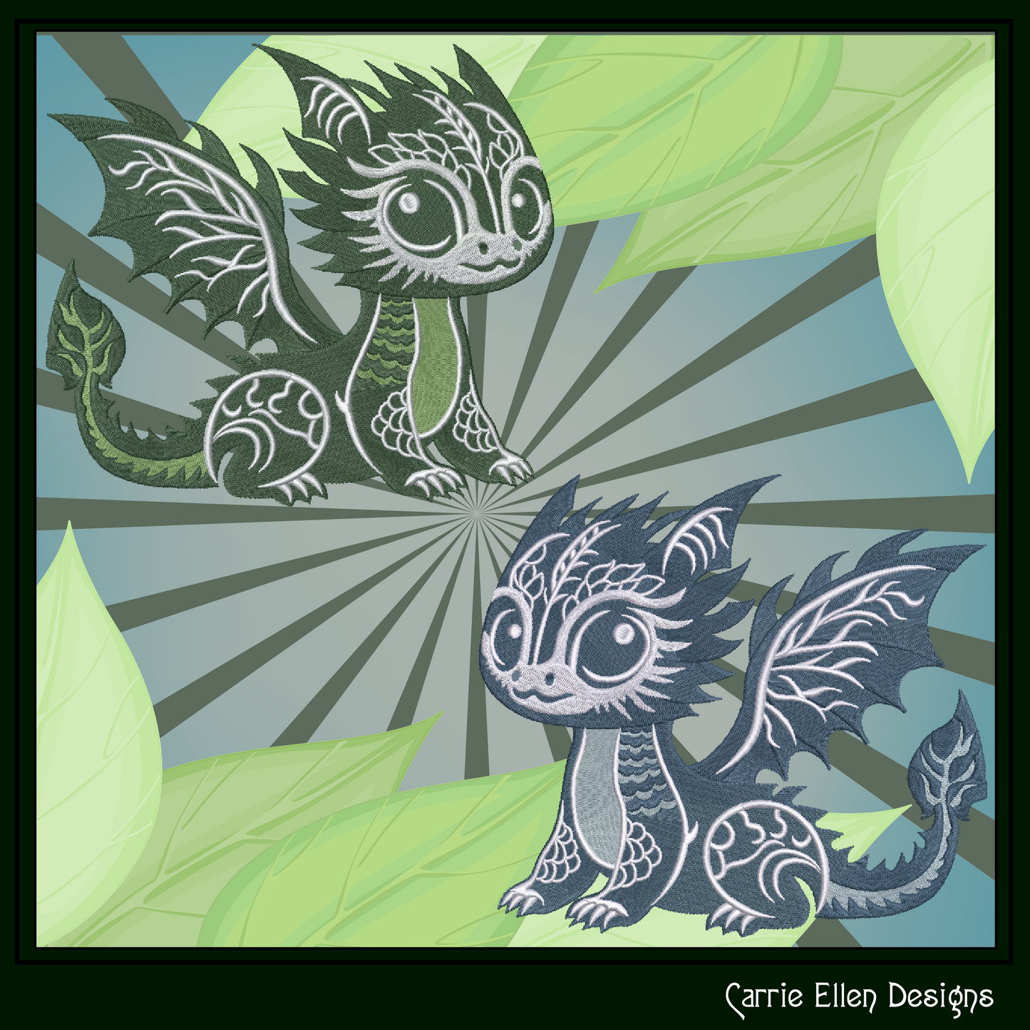 Cute Baby Dragon Machine Embroidery Design | Fantasy Dragon Stitch File | Kawaii Dragon Embroidery Pattern | Magical Creature Design, 6 Sizes, (2981)
