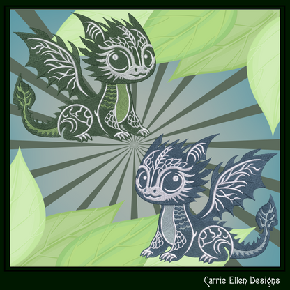 Cute Baby Dragon Machine Embroidery Design | Fantasy Dragon Stitch File | Kawaii Dragon Embroidery Pattern | Magical Creature Design, 6 Sizes, (2981)