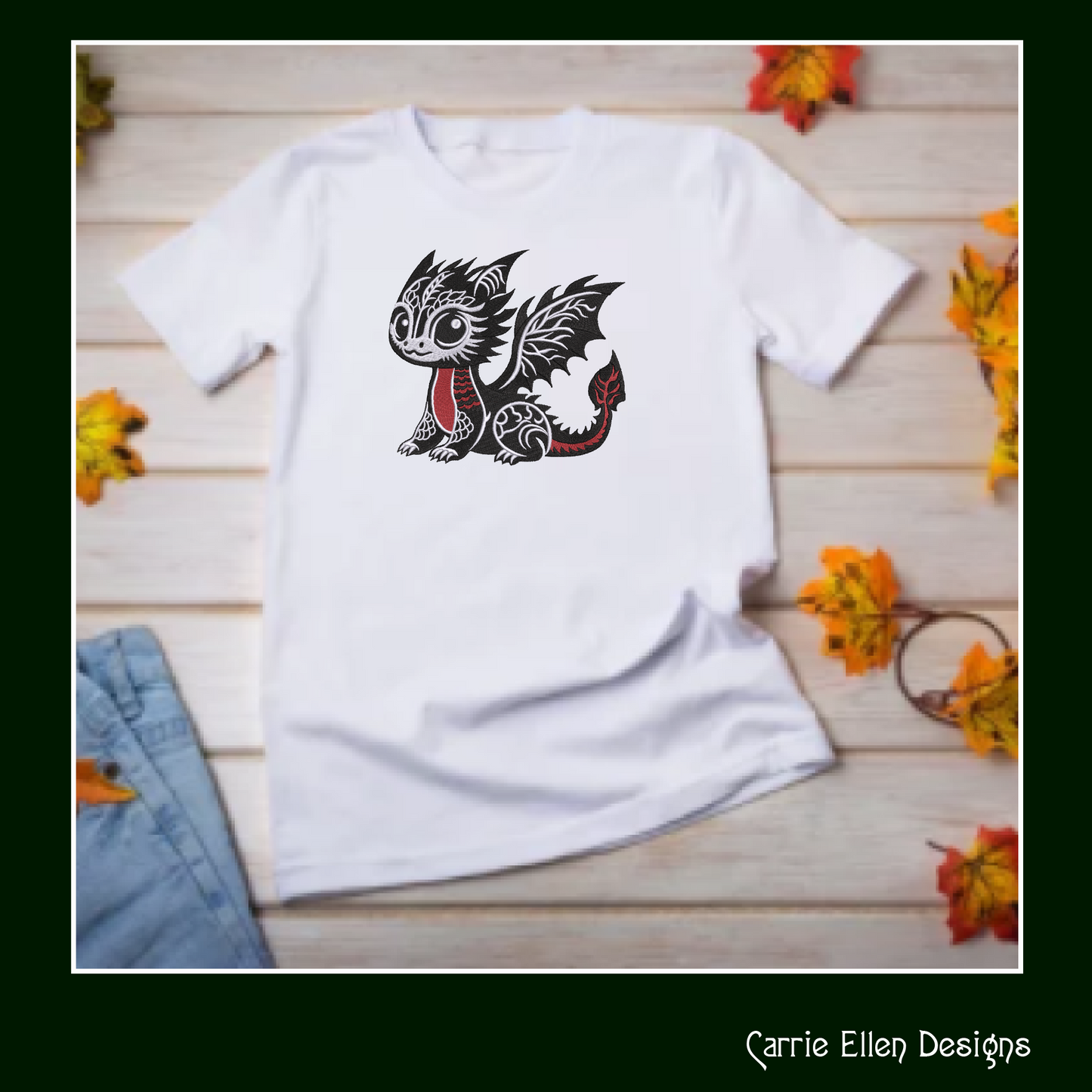 Cute Baby Dragon Machine Embroidery Design | Fantasy Dragon Stitch File | Kawaii Dragon Embroidery Pattern | Magical Creature Design, 6 Sizes, (2981)