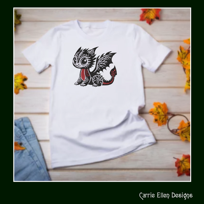 Cute Baby Dragon Machine Embroidery Design | Fantasy Dragon Stitch File | Kawaii Dragon Embroidery Pattern | Magical Creature Design, 6 Sizes, (2981)