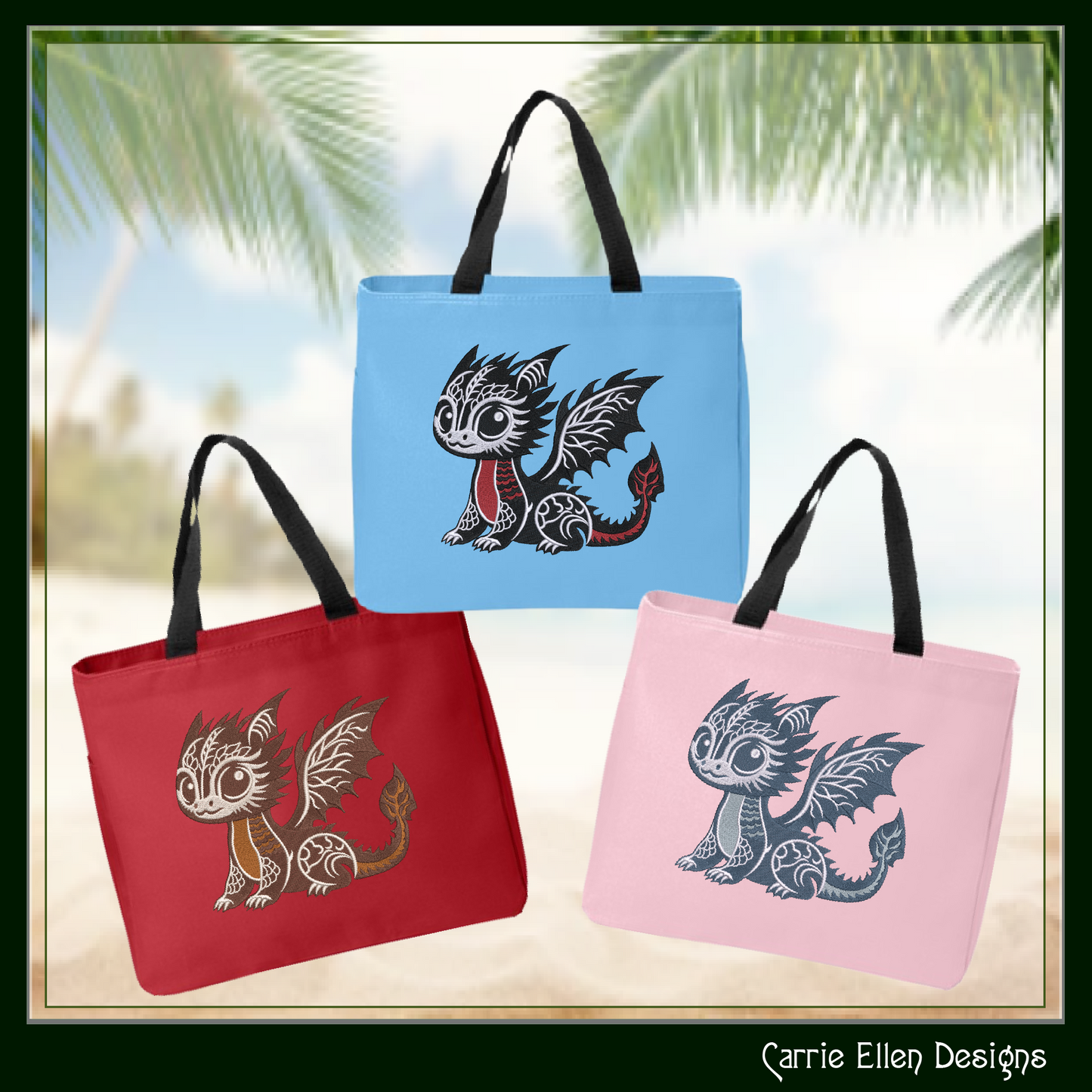 Cute Baby Dragon Machine Embroidery Design | Fantasy Dragon Stitch File | Kawaii Dragon Embroidery Pattern | Magical Creature Design, 6 Sizes, (2981)