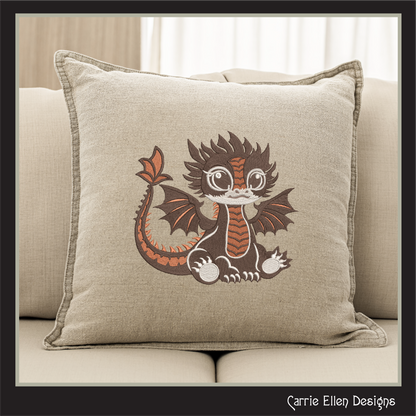 Adorable Baby Dragon Machine Embroidery Design, Cute Fantasy Animal, 6 Sizes (2982)