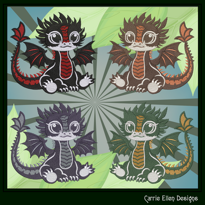 Adorable Baby Dragon Machine Embroidery Design, Cute Fantasy Animal, 6 Sizes (2982)