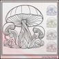 Mushroom Garden Line Art Machine Embroidery Design, Floral Mushroom Fungus Garden Sketch, 6 Sizes (3001)