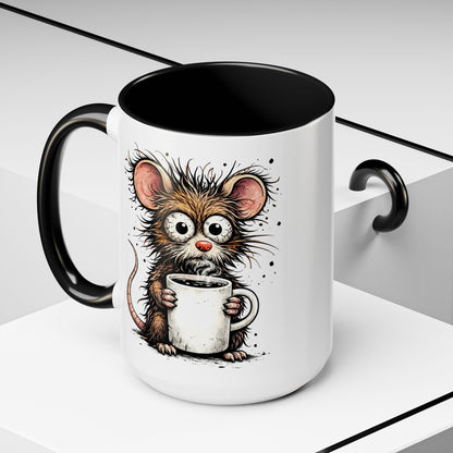 Frazzled Mouse with Mug | Accent Ceramic Coffee Mug 11oz 15oz (3867)