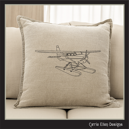 Sea Plane Machine Embroidery Design, Line Art Sketch, Airplane Pattern, Artistic Embroidery, 6 Sizes (3017)