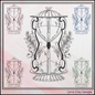 Hourglass Machine Embroidery Design, Eucalyptus Leaf Line Art Timepiece Sketch Design, 6 Sizes (3031)