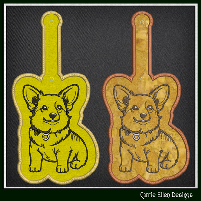 Welsh Corgi ITH Key Fob Machine Embroidery Design | Dog Lover In-The-Hoop Pet Key Tag (3037)