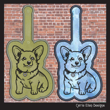 Welsh Corgi ITH Key Fob Machine Embroidery Design | Dog Lover In-The-Hoop Pet Key Tag (3037)