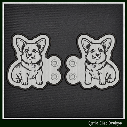 Welsh Corgi ITH Machine Embroidery Shoe Wing Design, In The Hoop Dog Lover Shoe Charms, Pet Embroidery Design (3038)