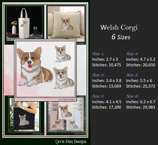 Welsh Corgi Machine Embroidery Design, Dog Lover Pet Embroidery, Adorable Corgi, 6 Sizes (3039)