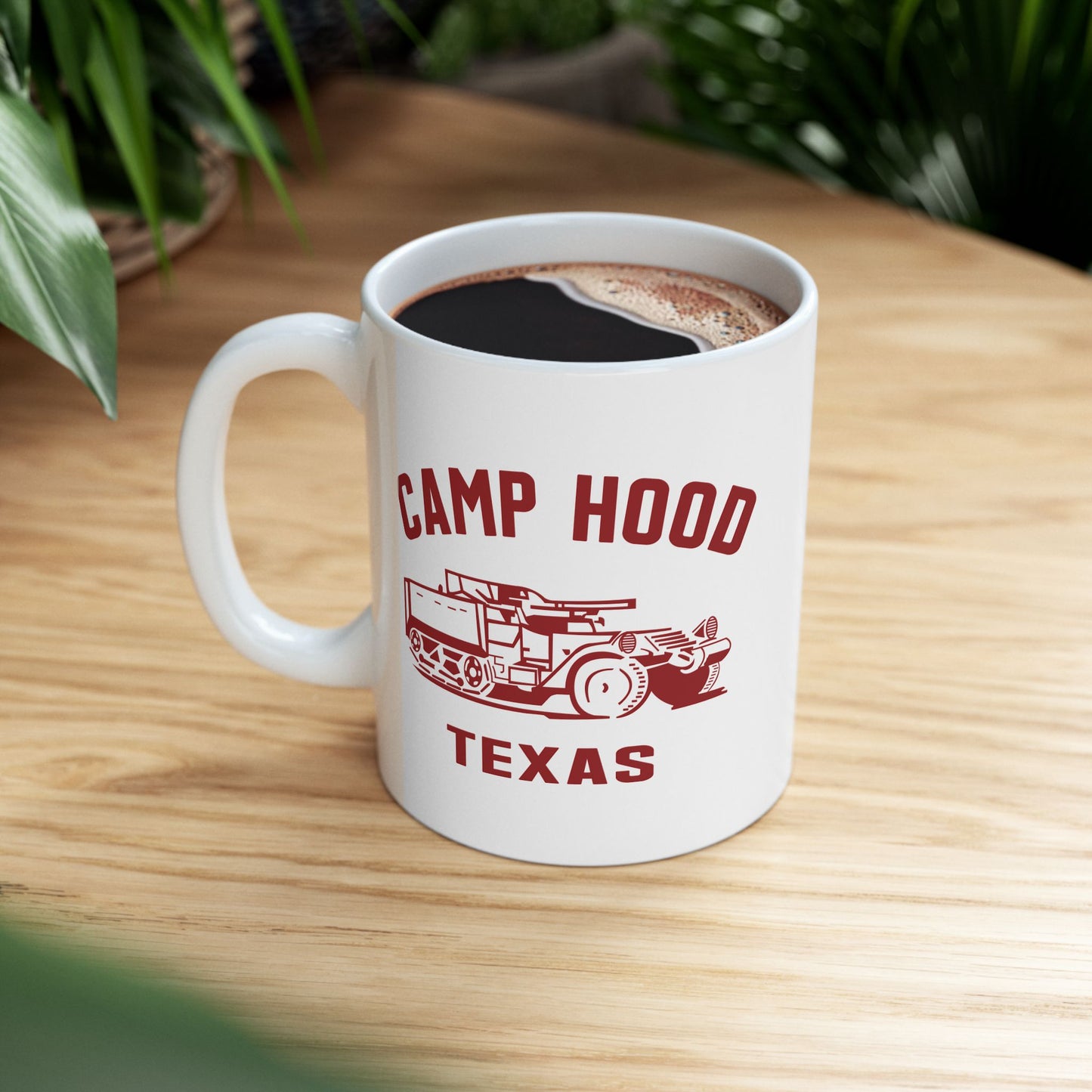 Vintage Camp Hood Texas Ceramic Mug - 11oz & 15oz Sizes, Perfect Gift for Military Enthusiasts (P-6034)