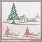 Christmas Machine Embroidery Design, Decorative Christmas Tree Landscape, Winter Holiday Design, 6 Sizes (3072)