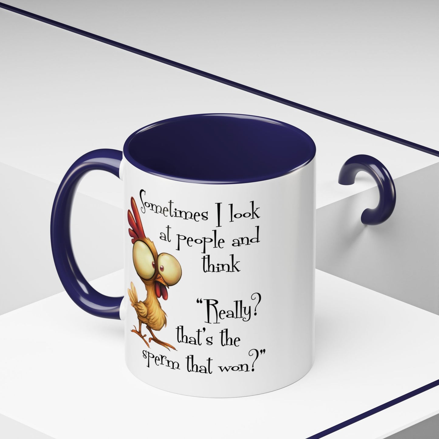 Funny Sarcastic Quote Mug | “That’s the Sperm That Won?” Colored Accent Coffee Mug 11oz & 15oz (3818)