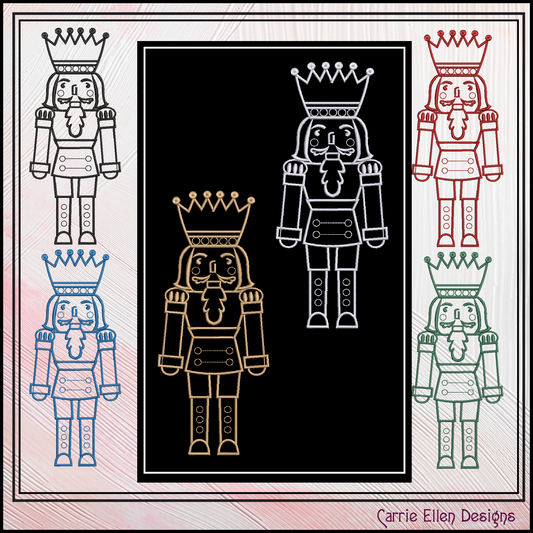 Classic Nutcracker Line Art Machine Embroidery Design | Christmas Soldier Pattern, 6 Sizes (3084)