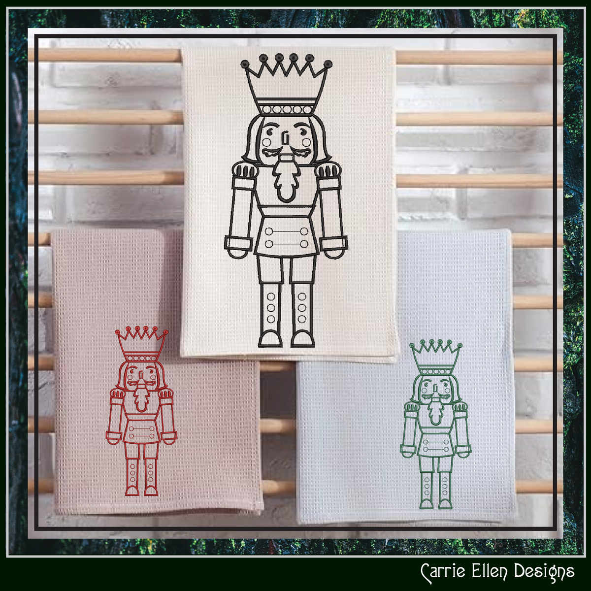 Classic Nutcracker Line Art Machine Embroidery Design | Christmas Soldier Pattern, 6 Sizes (3084)