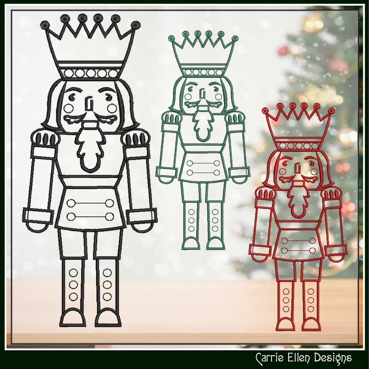 Classic Nutcracker Line Art Machine Embroidery Design | Christmas Soldier Pattern, 6 Sizes (3084)