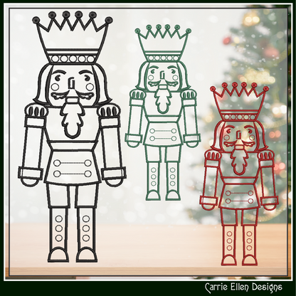 Classic Nutcracker Line Art Machine Embroidery Design | Christmas Soldier Pattern, 6 Sizes (3084)