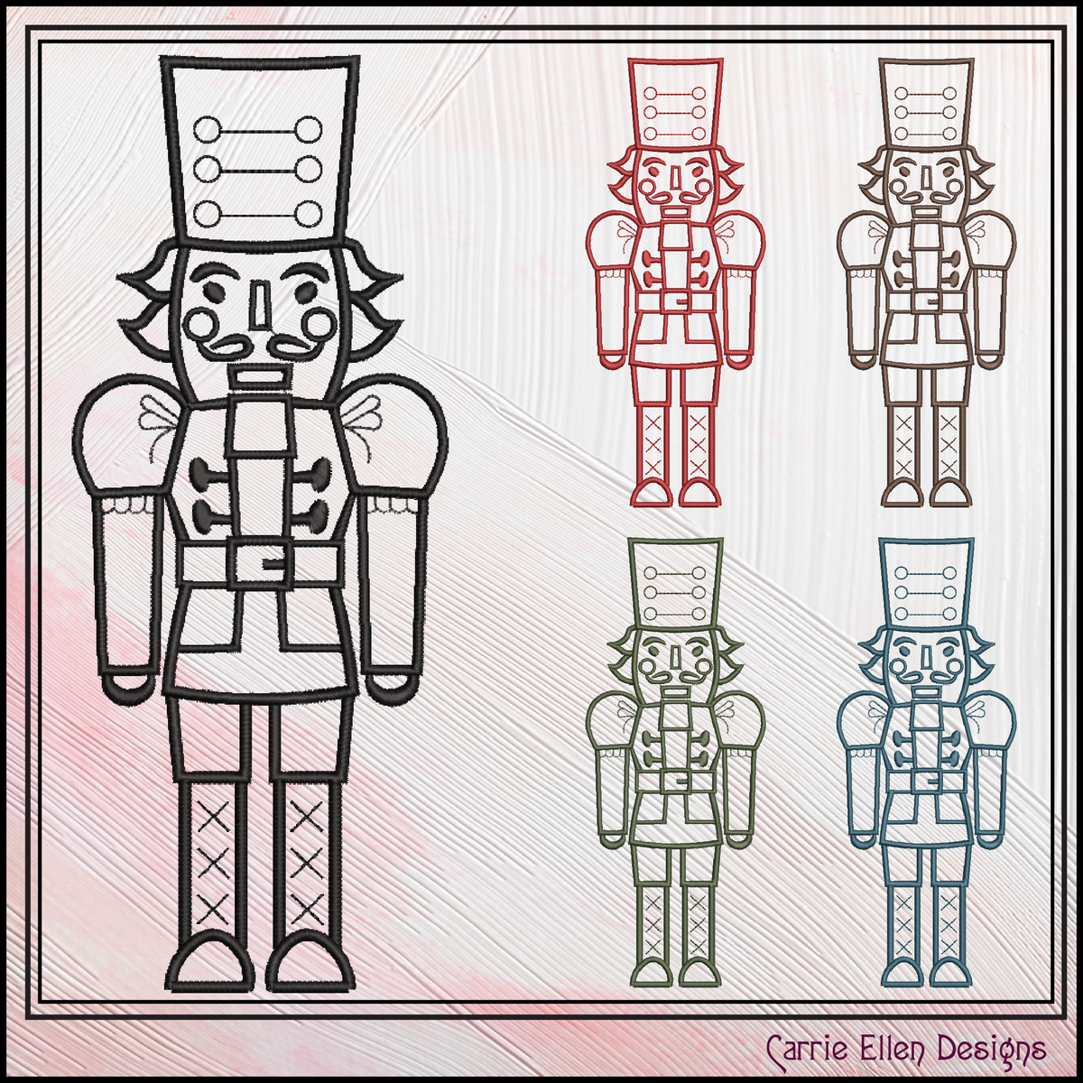 Classic Nutcracker Line Art Machine Embroidery Design | Christmas Soldier Pattern, 6 Sizes (3085)