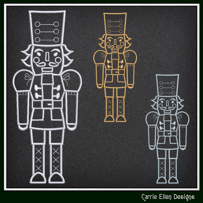 Classic Nutcracker Line Art Machine Embroidery Design | Christmas Soldier Pattern, 6 Sizes (3085)