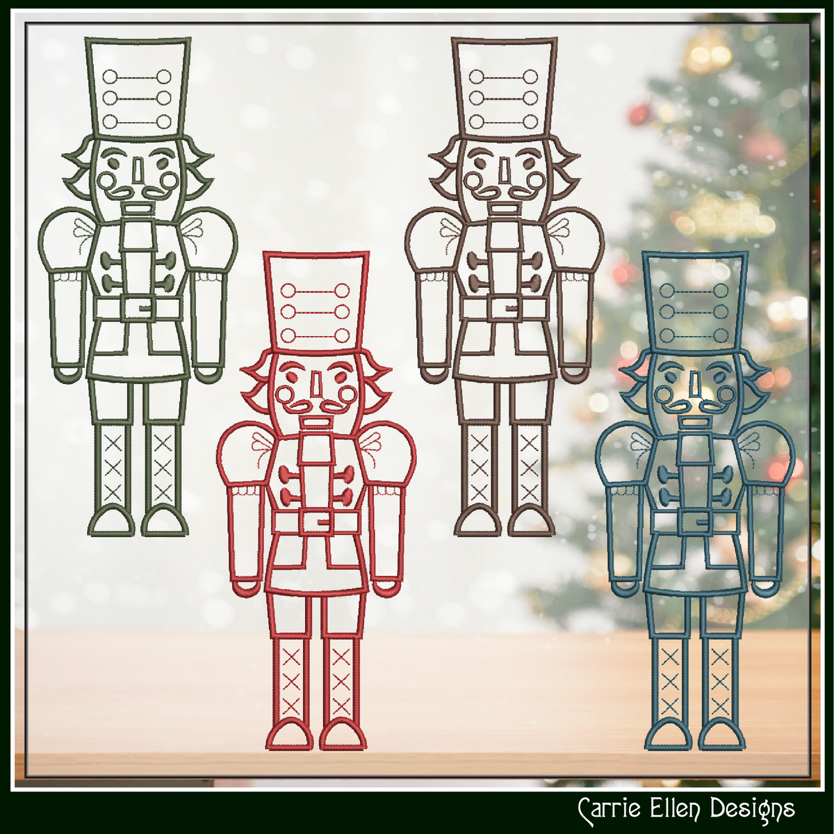 Classic Nutcracker Line Art Machine Embroidery Design | Christmas Soldier Pattern, 6 Sizes (3085)