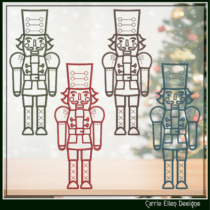 Classic Nutcracker Line Art Machine Embroidery Design | Christmas Soldier Pattern, 6 Sizes (3085)