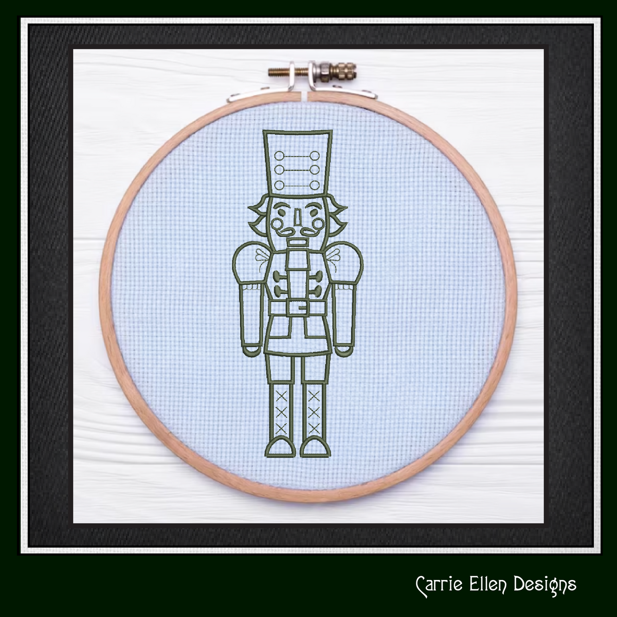 Classic Nutcracker Line Art Machine Embroidery Design | Christmas Soldier Pattern, 6 Sizes (3085)