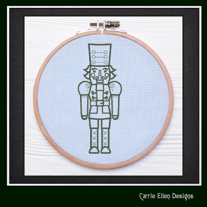Classic Nutcracker Line Art Machine Embroidery Design | Christmas Soldier Pattern, 6 Sizes (3085)