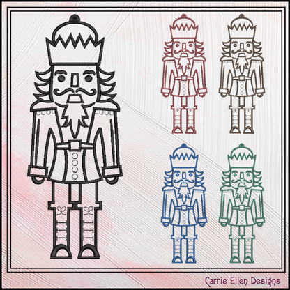 Classic Nutcracker Line Art Machine Embroidery Design | Christmas Soldier Pattern, 6 Sizes (3086)