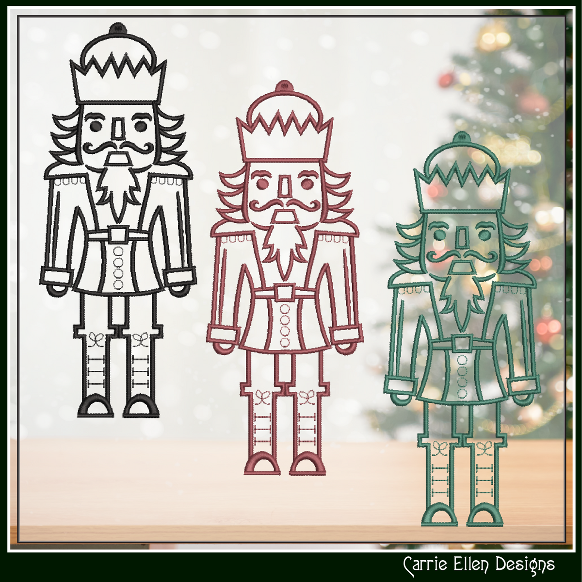 Classic Nutcracker Line Art Machine Embroidery Design | Christmas Soldier Pattern, 6 Sizes (3086)