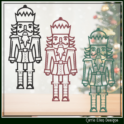 Classic Nutcracker Line Art Machine Embroidery Design | Christmas Soldier Pattern, 6 Sizes (3086)