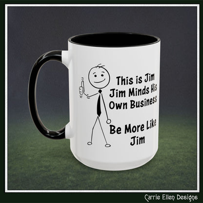 Funny Stick Figure "This is Jim" Accent Color Ceramic Mug | Snarky Humor Coffee Mug, Perfect for Home or Office Decor (P-6050)