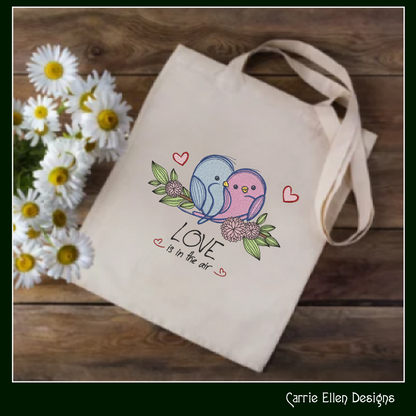 Love Bird Machine Embroidery Design – Valentine’s Day Holiday Pattern, Love Is in the Air Romantic Design, 6 Sizes (3135)