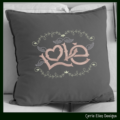 Love Machine Embroidery Design – Valentine’s Day Holiday Pattern, Romantic Doodle Wings, 6 Sizes (3136)