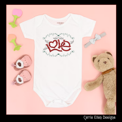 Love Machine Embroidery Design – Valentine’s Day Holiday Pattern, Romantic Doodle Wings, 6 Sizes (3136)