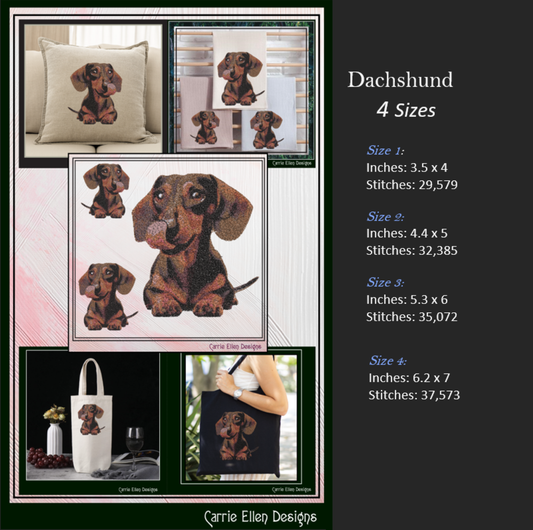 Dachshund Realistic Machine Embroidery Design, Dog Photo Stitch File, Adorable Pet Art, 4 Sizes (3140)