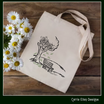 Park Bench Machine Embroidery Design, Autumn Season Line Art Drawing, Falling Leaves and Bench Design, 6 Sizes (3149)