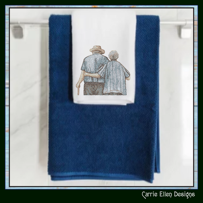 Grandparents Machine Embroidery Design, Elderly Couple Photo Drawing, Embroidery Pattern, Grandparents Gift, 6 Sizes (3155)