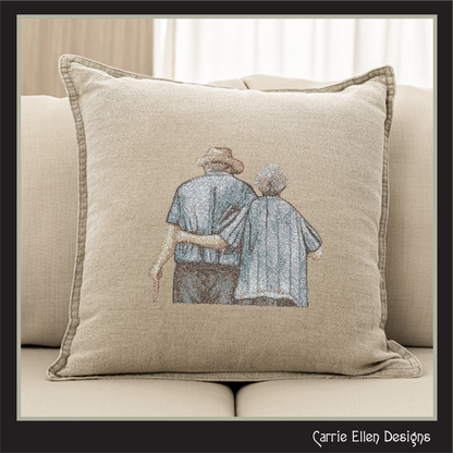 Grandparents Machine Embroidery Design, Elderly Couple Photo Drawing, Embroidery Pattern, Grandparents Gift, 6 Sizes (3155)