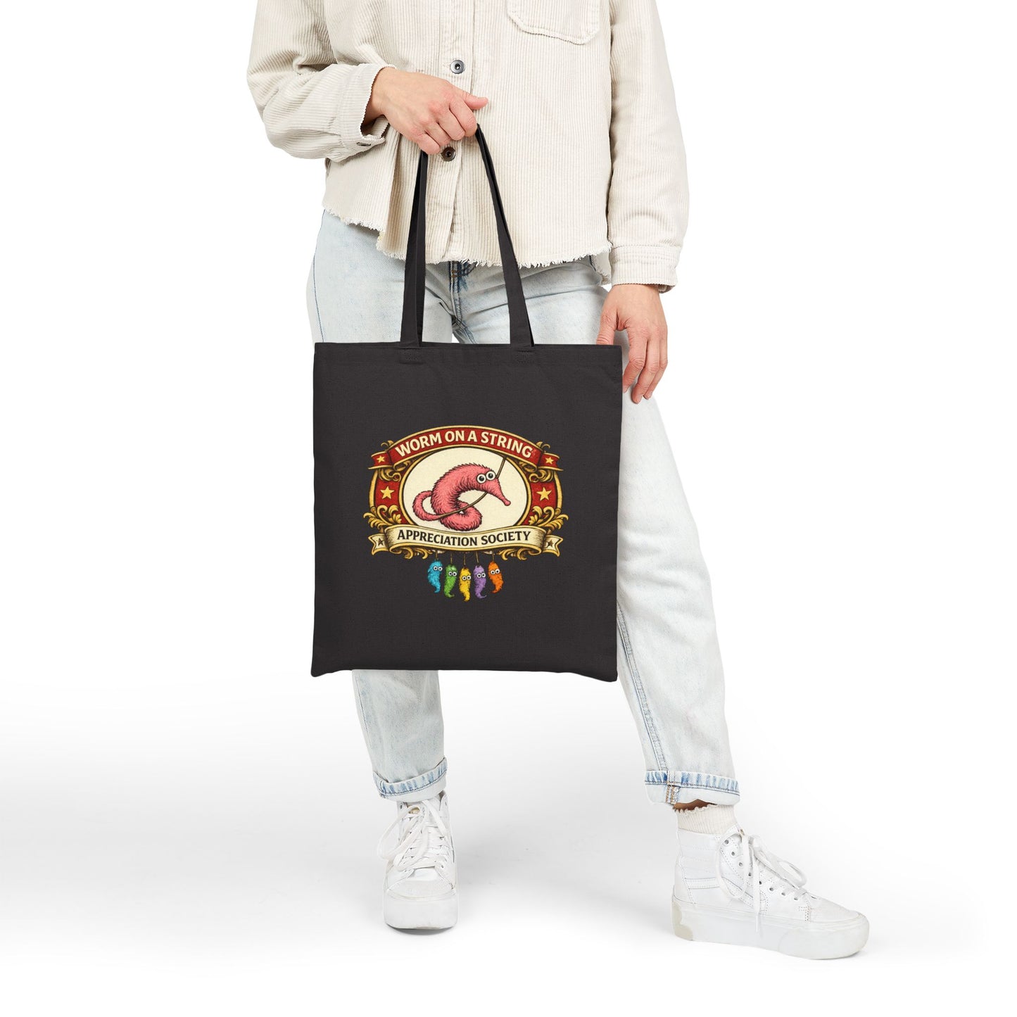 Worm on a String Appreciation Society – Canvas Reusable Tote Bag (3899)