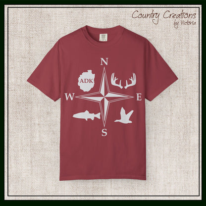 Adirondack Adventurers Compass Comfort Colors Short Sleeve Unisex T-Shirt - ADK Hunters Compass (P6027)
