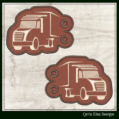 Truck ITH Machine Embroidery Design, In The Hoop Delivery Truck Shoe Wing Design, Truck Silhouette Shoe Charms (3193)