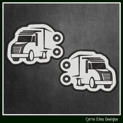Truck ITH Machine Embroidery Design, In The Hoop Delivery Truck Shoe Wing Design, Truck Silhouette Shoe Charms (3193)