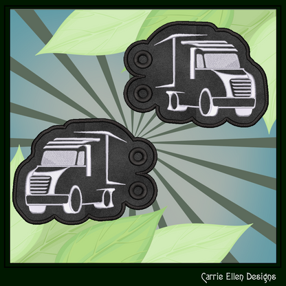 Truck ITH Machine Embroidery Design, In The Hoop Delivery Truck Shoe Wing Design, Truck Silhouette Shoe Charms (3193)