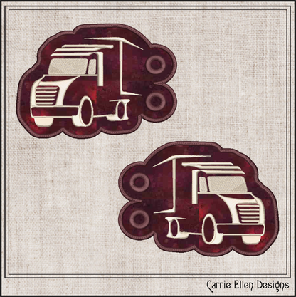 Truck ITH Machine Embroidery Design, In The Hoop Delivery Truck Shoe Wing Design, Truck Silhouette Shoe Charms (3193)