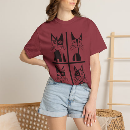 Geometric Cat Comfort Colors® T-Shirt | Minimalist Garment Dyed Cat Tee,  12 Colors (4279)