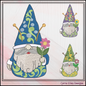 Garden Bee Gnome Machine Embroidery Design, Bees and Flowers Garden Gnome Pattern, 6 Sizes (3245)
